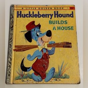 Vintage 1959 Little Golden Book- Huckleberry Hound Builds a House “B” print VGC